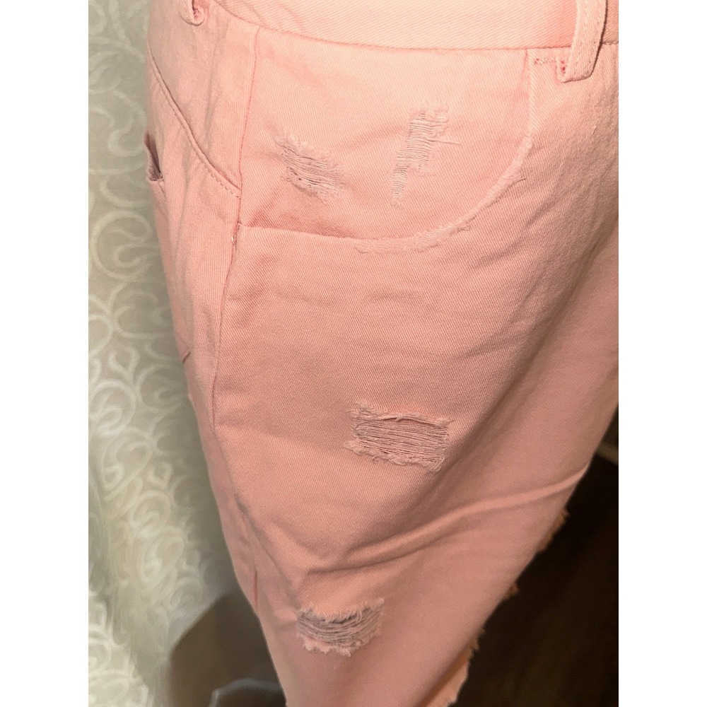 Hayden‎ Los Angeles Pink Denim Mini Skirt Distressed Raw Hem Womens M NWT - Picture 3 of 5